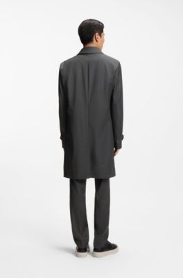 Virgin-wool coat with water-repellent finish, Black