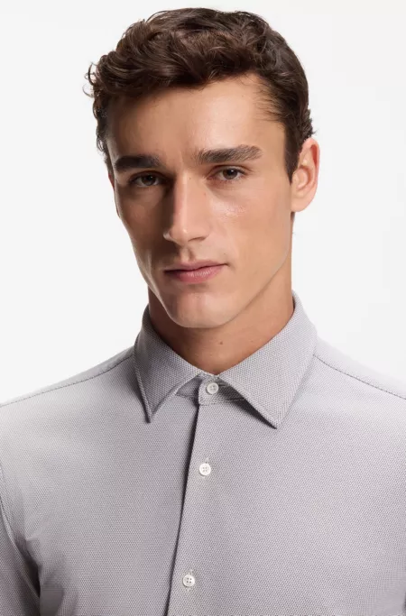 Slim-fit shirt in structured performance-stretch fabric