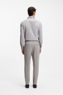 Slim-fit shirt in structured performance-stretch fabric, Khaki