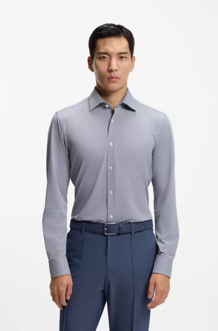 Slim-fit shirt in structured performance-stretch fabric