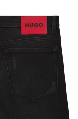 Slim-fit jeans in dark-gray comfort-stretch denim, Dark Grey