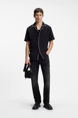 Slim-fit jeans in dark-gray comfort-stretch denim, Dark Grey