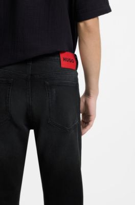Slim-fit jeans in dark-gray comfort-stretch denim, Dark Grey