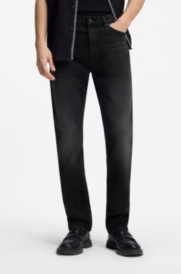 Slim-fit jeans in dark-gray comfort-stretch denim, Dark Grey
