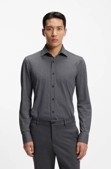 Slim-fit shirt in Italian-made performance-stretch fabric