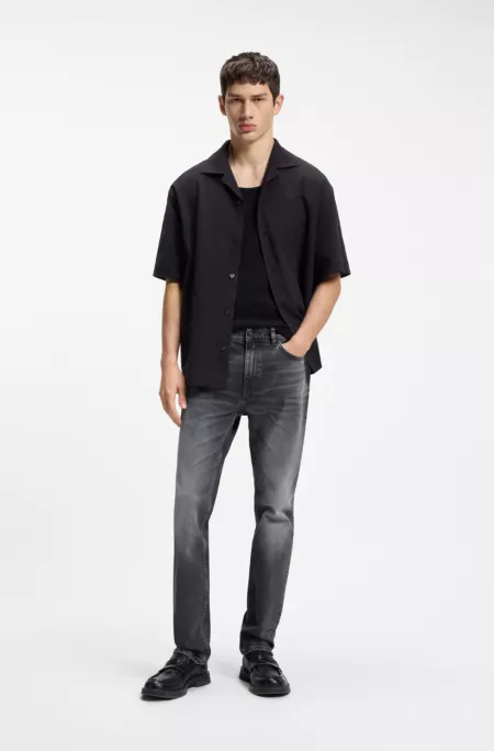 Slim-fit jeans in gray comfort-stretch denim