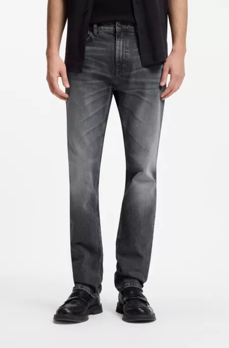 Slim-fit jeans in gray comfort-stretch denim