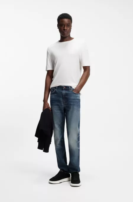 Blue slim-fit jeans in comfort-stretch denim