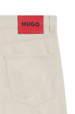 Tapered-fit jeans in ecru denim, White