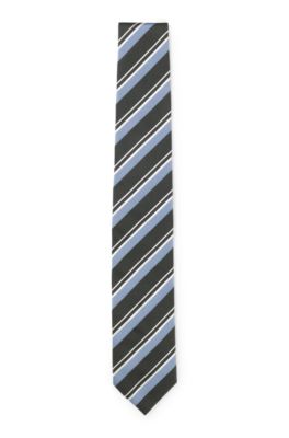 Silk tie with jacquard pattern, Dark Blue