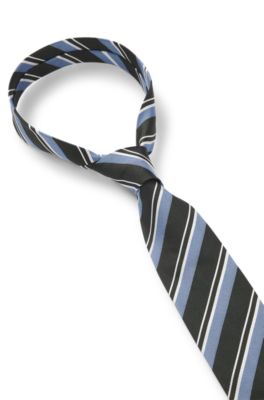 Silk tie with jacquard pattern, Dark Blue