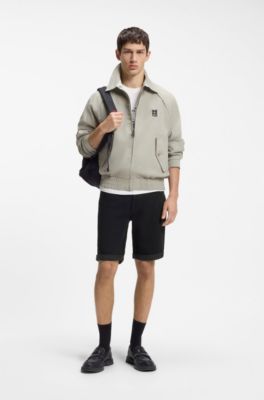 Tapered-fit shorts in black stretch denim, Black