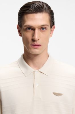 Polo BOSS x ASTON MARTIN en jacquard de algod&oacute;n, Blanco
