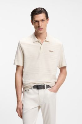 Polo BOSS x ASTON MARTIN en jacquard de algod&oacute;n, Blanco