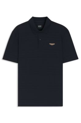Polo BOSS x ASTON MARTIN en jacquard de algod&oacute;n, Azul oscuro