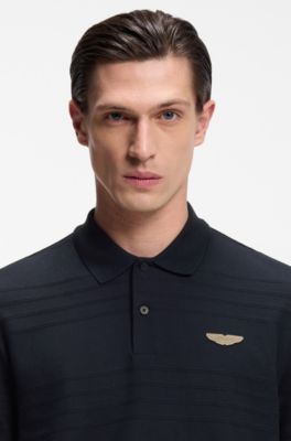Polo BOSS x ASTON MARTIN en jacquard de algod&oacute;n, Azul oscuro