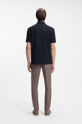 Polo BOSS x ASTON MARTIN en jacquard de algod&oacute;n, Azul oscuro