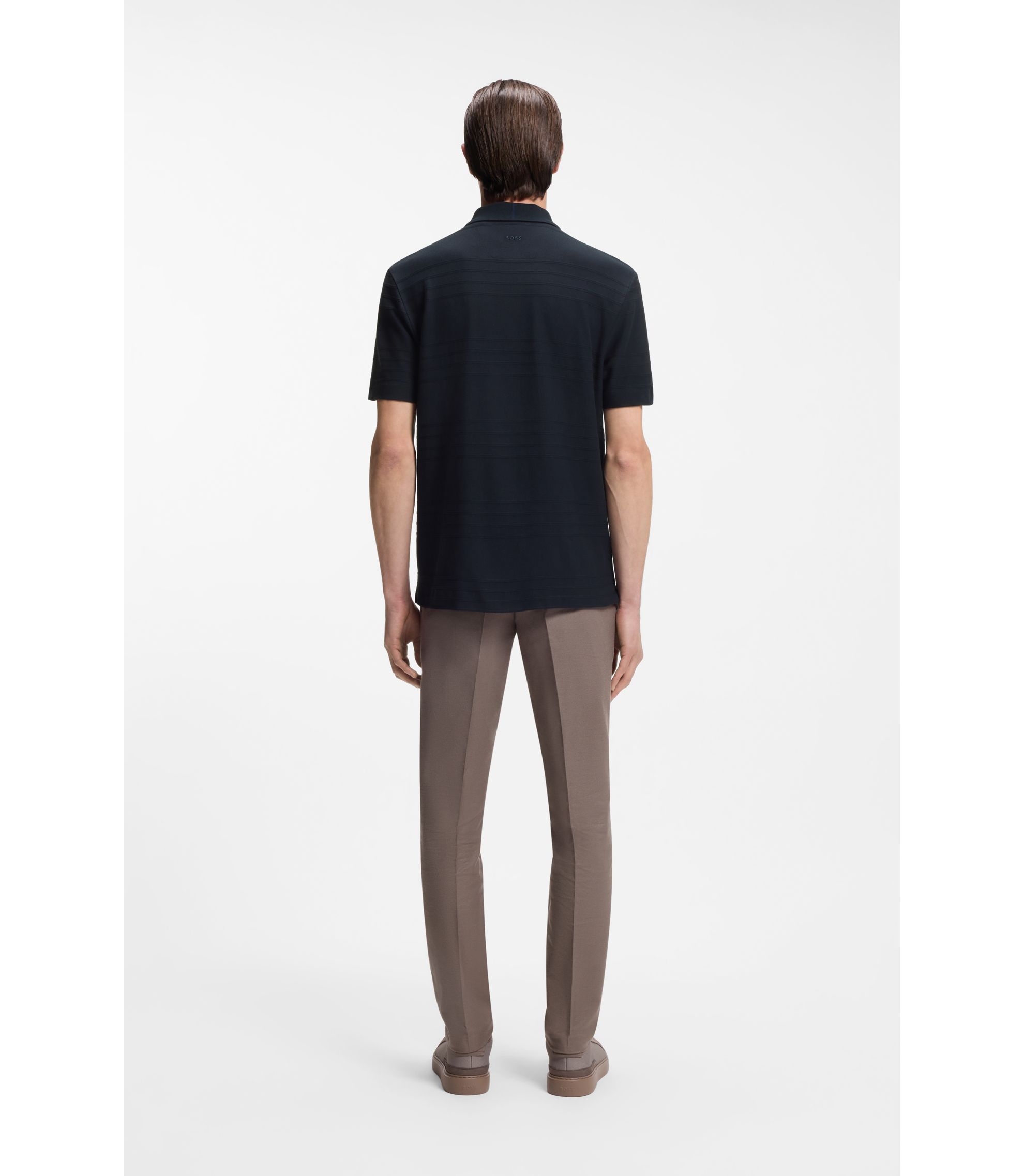 BOSS - BOSS x ASTON MARTIN polo shirt in cotton jacquard - Dark Blue