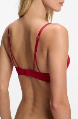 Sujetador con aros y detalles de encaje, Rojo