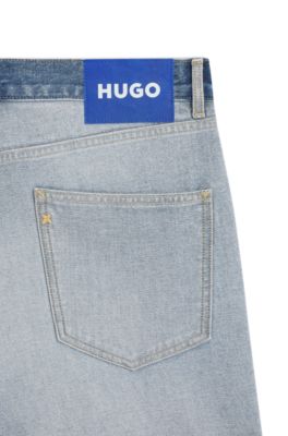 Regular-fit jeans in inside-out denim, Light Blue