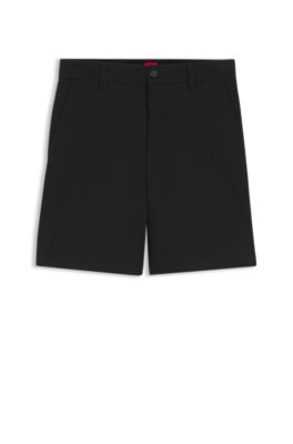 Short Slim Fit en twill de coton stretch, Noir