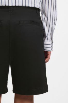Short Slim Fit en twill de coton stretch, Noir