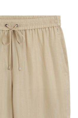 Pantalones relaxed fit con cord&oacute;n en la cintura, Beige claro