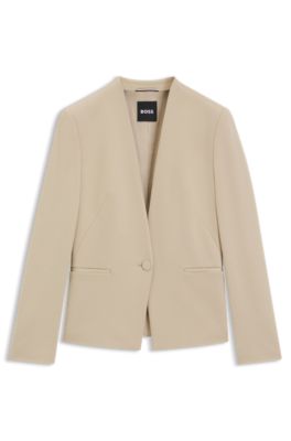 Blazer regular fit en punto el&aacute;stico, Beige claro