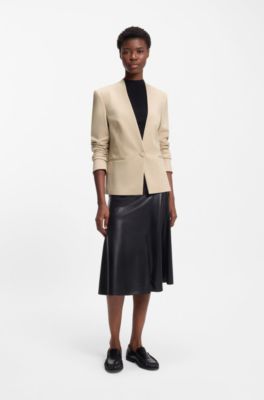 Blazer regular fit en punto el&aacute;stico, Beige claro