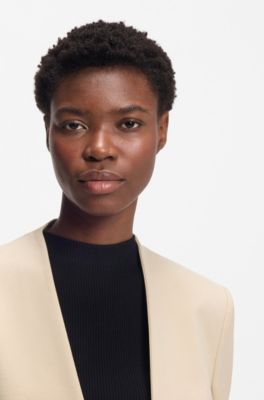 Blazer regular fit en punto el&aacute;stico, Beige claro