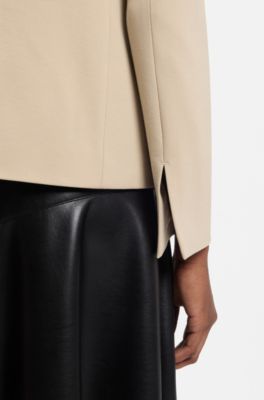 Blazer regular fit en punto el&aacute;stico, Beige claro