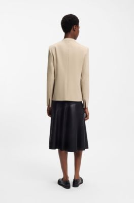 Blazer regular fit en punto el&aacute;stico, Beige claro