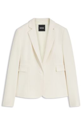 Blazer slim fit con pinzas en &aacute;ngulo, Blanco
