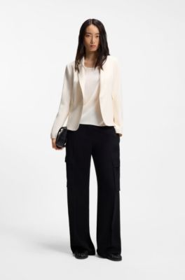 Slim-fit blazer with angled darts, White