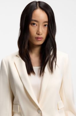 Slim-fit blazer with angled darts, White