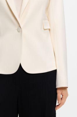 Blazer slim fit con pinzas en &aacute;ngulo, Blanco