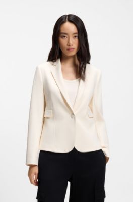 Slim-fit blazer with angled darts, White