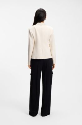 Slim-fit blazer with angled darts, White