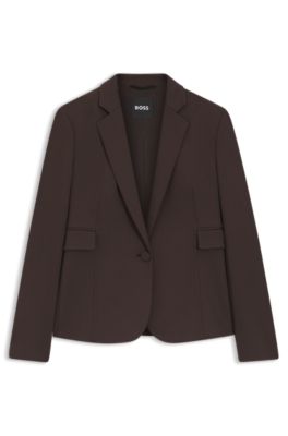 Slim-fit blazer with angled darts, Dark Brown
