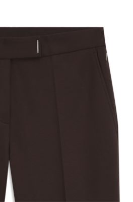 Pantalones slim fit en punto el&aacute;stico, Marr&oacute;n oscuro