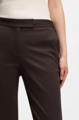 Pantalones slim fit en punto el&aacute;stico, Marr&oacute;n oscuro