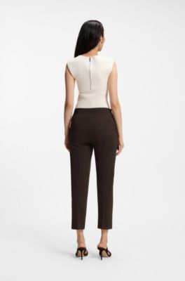 Slim-fit trousers in stretch jersey, Dark Brown
