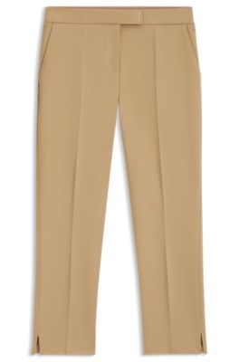 Pantalones slim fit en punto el&aacute;stico, Beige claro