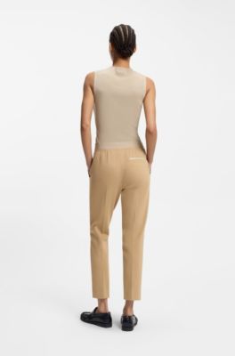 Slim-fit trousers in stretch jersey, Light Beige