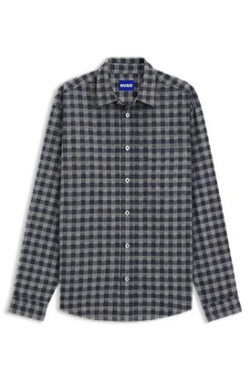 Checked oversized-fit shirt in cotton twill