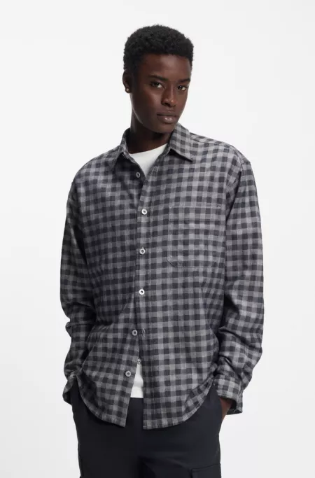 Checked oversized-fit shirt in cotton twill