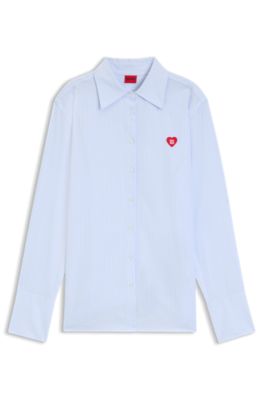 Striped relaxed-fit blouse in Oxford cotton, Patterned