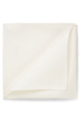 Pochette de costume en twill de soie, Blanc