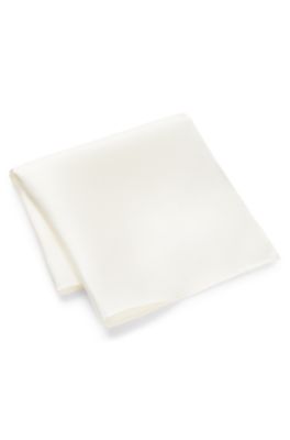 Pocket square in silk twill, White
