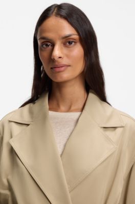 Cropped trench jacket with belt, Brown